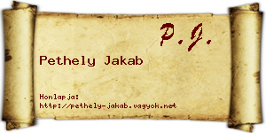 Pethely Jakab névjegykártya